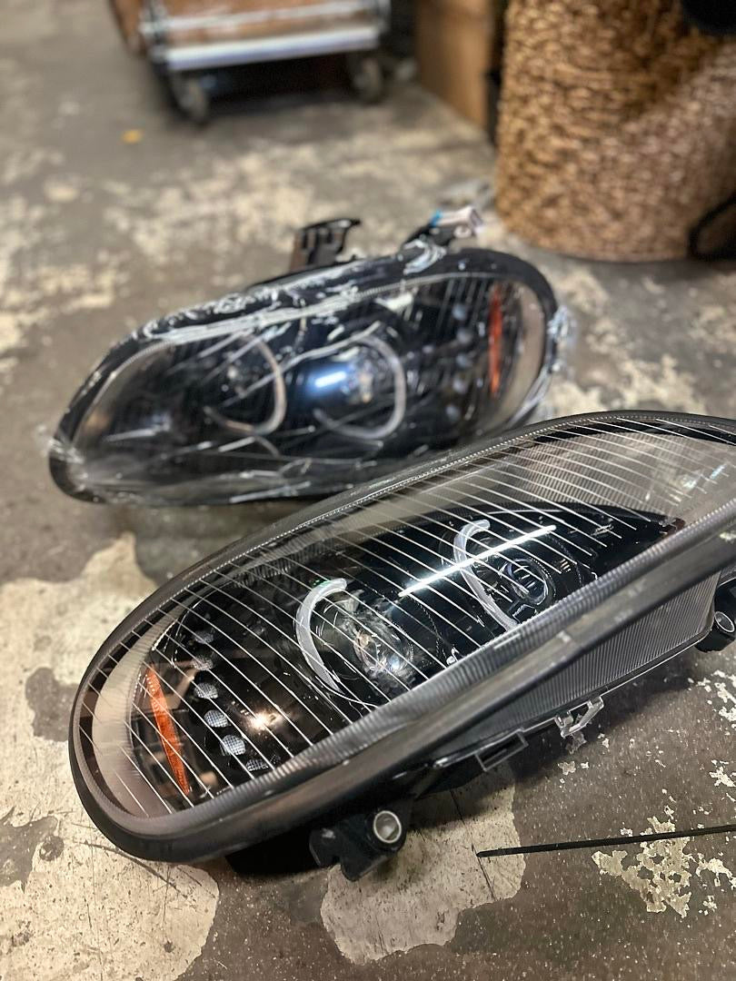 HL-HAY-015-BK PAIR OF DUAL LED HALO DRL TURN SIGNAL HEADLIGHTS HIGH/LOW BEAM PROJECTOR COMPATIBLE WITH 03-19 FREIGHTLINER M2 106/112