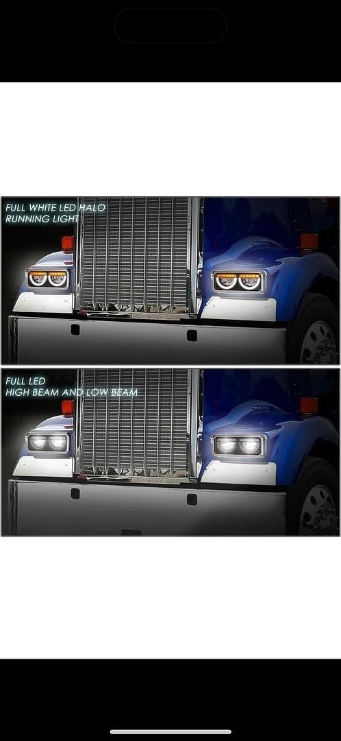 01-11 FREIGHTLINER CLASSIC, BLAC LED HALO DRL TURN SIGNAL DUAL REFLECTOR HEADLIGHTS K