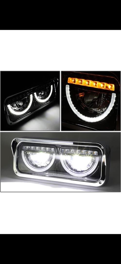 01-11 FREIGHTLINER CLASSIC, BLAC LED HALO DRL TURN SIGNAL DUAL REFLECTOR HEADLIGHTS K