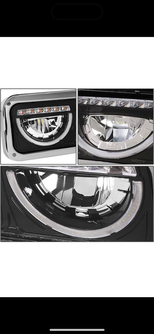 01-11 FREIGHTLINER CLASSIC, BLAC LED HALO DRL TURN SIGNAL DUAL REFLECTOR HEADLIGHTS K