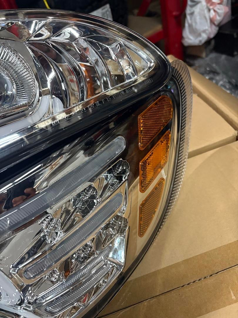 10-20 PETERBILT 337 348 LED DRL HALO PROJECTOR HEADLIGHTS CHROME AMBER