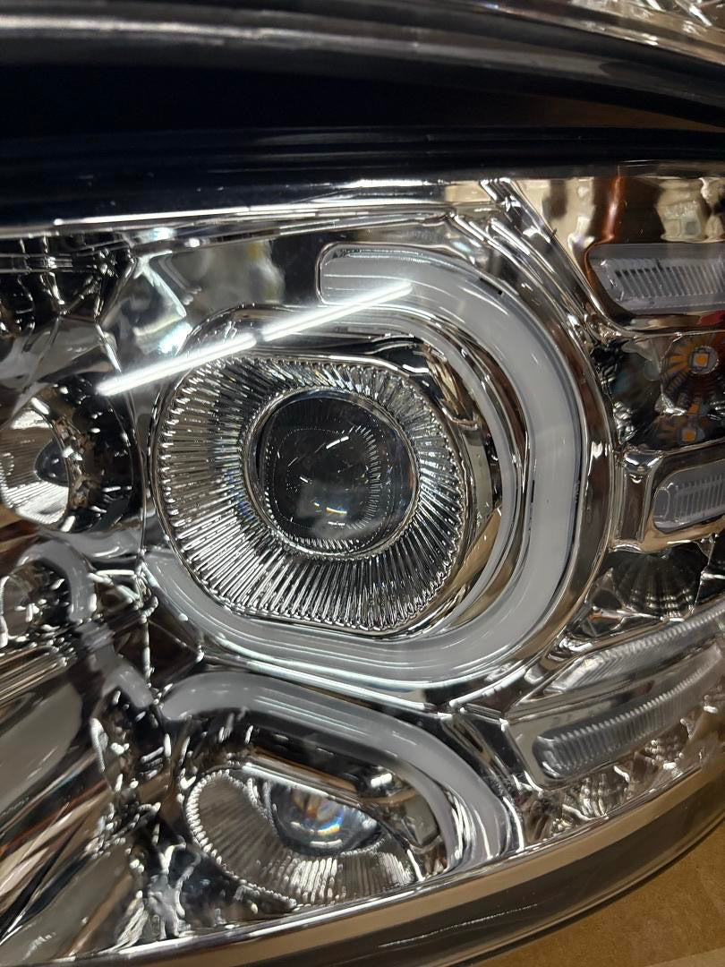 10-20 PETERBILT 337 348 LED DRL HALO PROJECTOR HEADLIGHTS CHROME AMBER