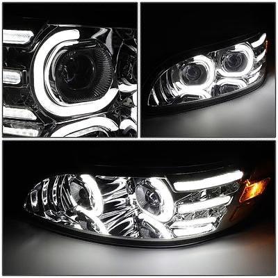 10-20 PETERBILT 337 348 LED DRL HALO PROJECTOR HEADLIGHTS CHROME AMBER