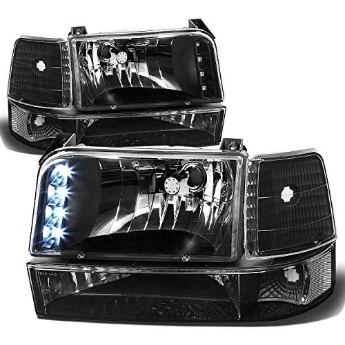 92-96 FORD BRONCO F-150 / F-250 / F-350 BLACK CLEAR HEADLIGHTS LED