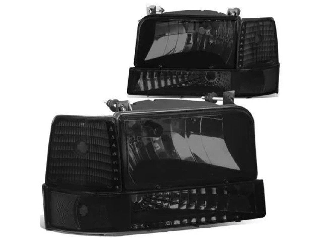 Open Box 92-96 FORD F-150 / F-250 / F-350 92-96 FORD BRONCO BLACK SMOKED HEADLIGHTS