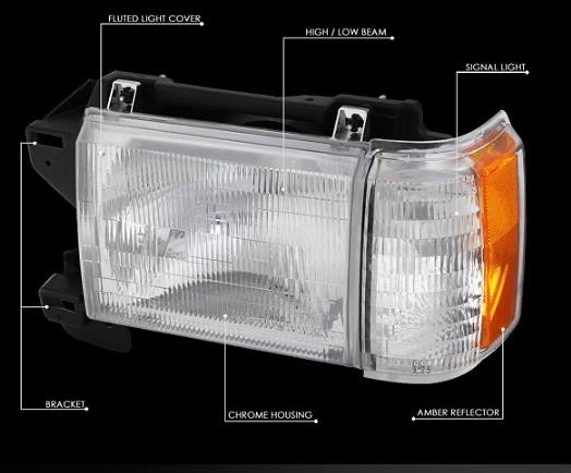 REFURBISHED 87-91 FORD BRONCO / F-150 F-250 F-350 CHROME FACTORY STYLE HEADLIGHTS REPLACEMENT