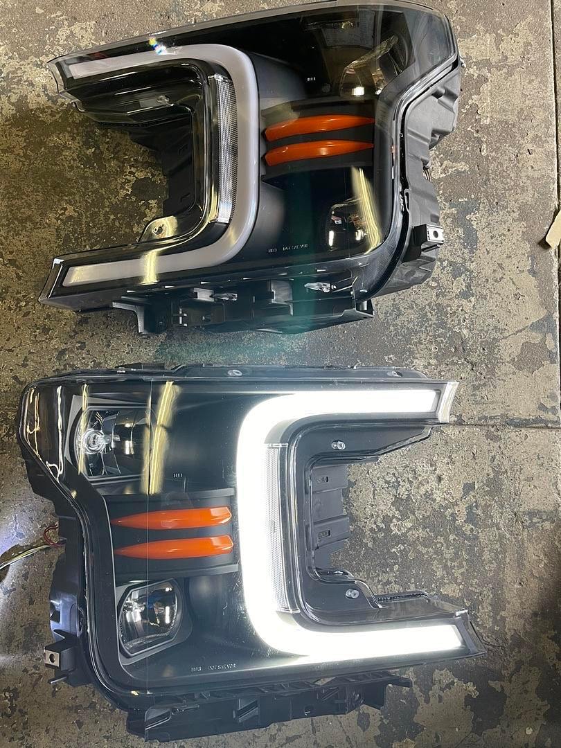 18-20 FORD F-150 HEADLIGHTS W/ LED BAR & AMBER SEQUENTIAL TURN SIGNALS