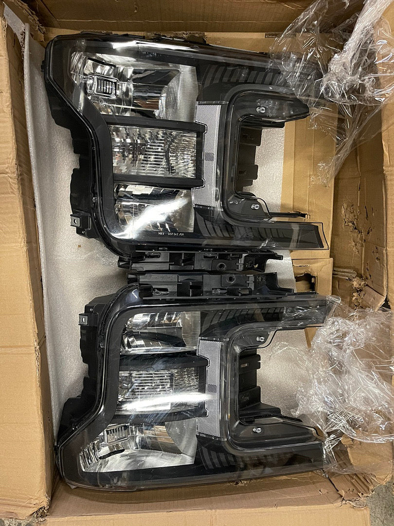 Open Box 18-20 FORD F-150 [HALOGEN MODEL] BLACK/CLEAR CRYSTAL STYLE HEADLIGHTS LAMPS FOR 18-20 FORD F150