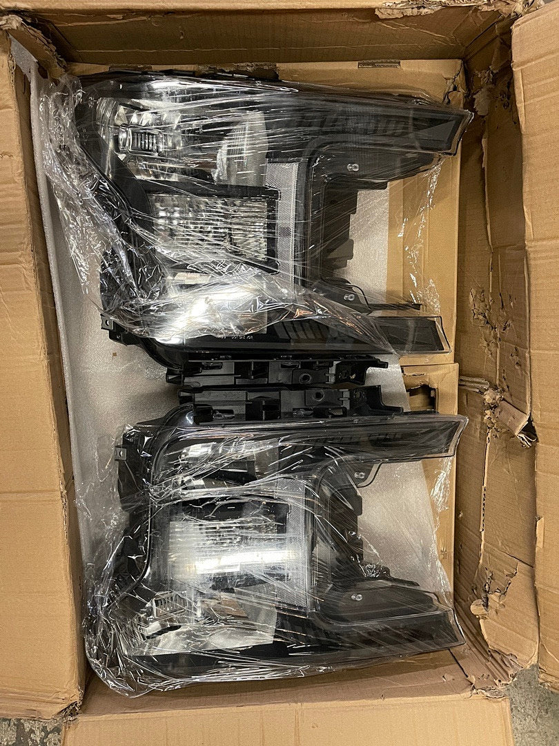 Open Box 18-20 FORD F-150 [HALOGEN MODEL] BLACK/CLEAR CRYSTAL STYLE HEADLIGHTS LAMPS FOR 18-20 FORD F150
