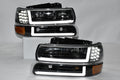 99-02 CHEVY SILVERADO 00-06 Tahoe suburban 4pcs black amber pair of headlights