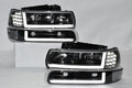 PAIR LED 99-02 CHEVY SILVERADO 00-06 CHEVY TAHOE SUBURBAN BLACK AND CLEAR HEADLIGHTS