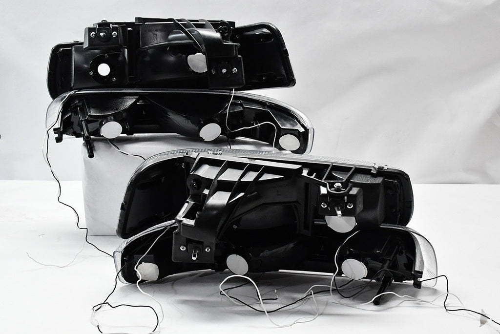 PAIR LED 99-02 CHEVY SILVERADO 00-06 CHEVY TAHOE SUBURBAN BLACK AND CLEAR HEADLIGHTS