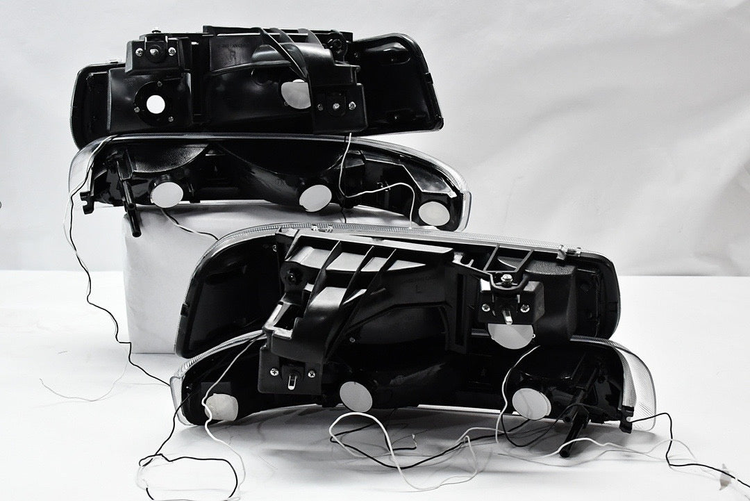 PAIR LED 99-02 CHEVY SILVERADO 00-06 CHEVY TAHOE SUBURBAN BLACK AND CLEAR HEADLIGHTS