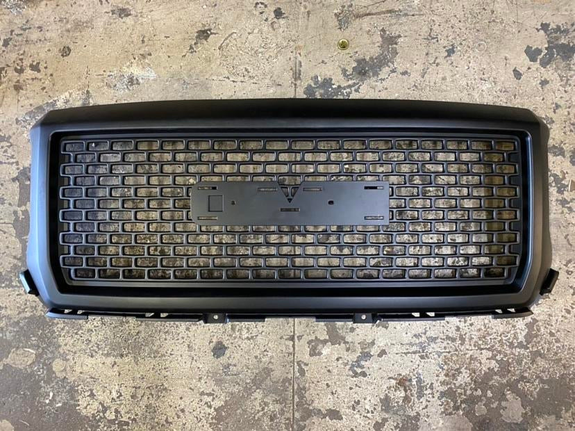 #R16 14-15 GMC SIERRA FRONT GRILLE MATTE BLACK DENALI STYLE