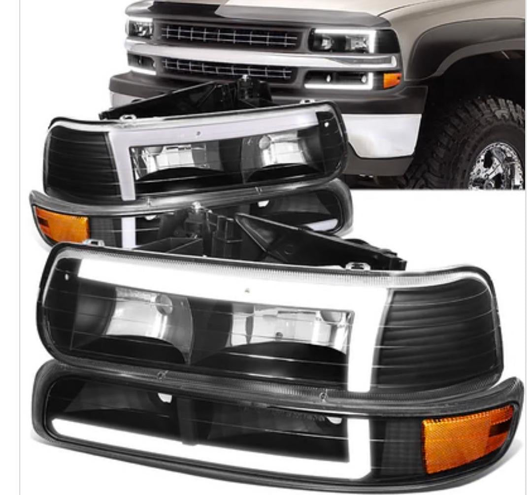 REFURBISHED 99-02 CHEVY SILVERADO BLACK HOUSING G3 LED HEADLIGHTS