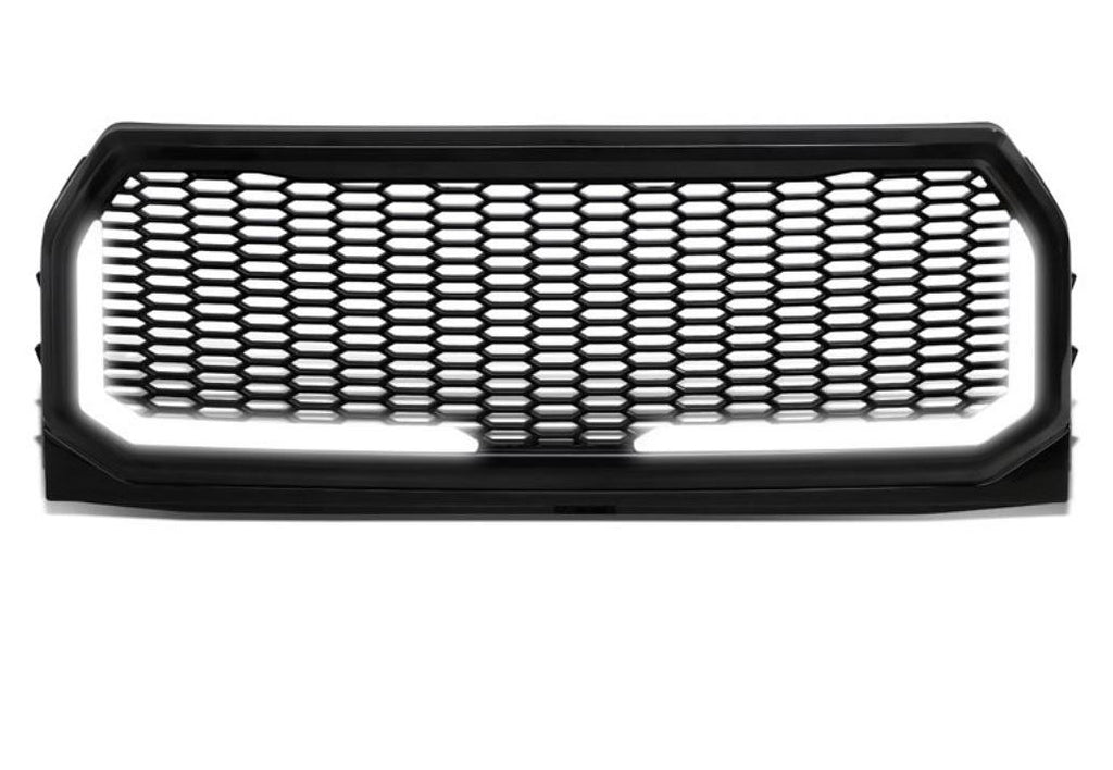 MATTE FORD F-150 FRONT GRILLE LED BAR BADGELESS HONEYCOMB MESH 2015 TO 2017.