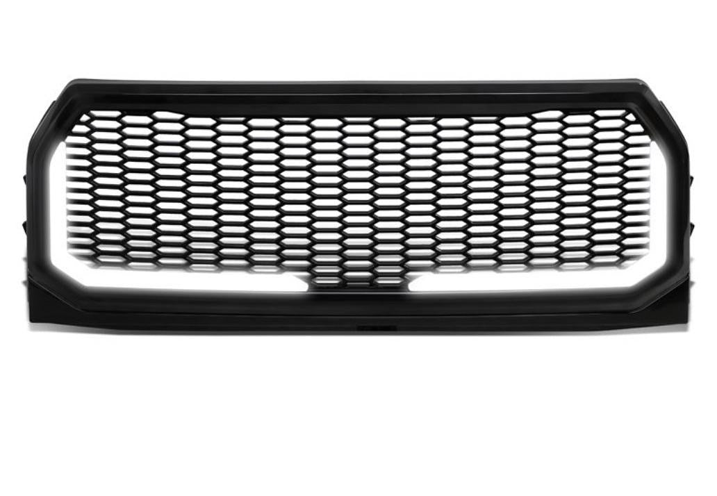 MATTE FORD F-150 FRONT GRILLE LED BAR BADGELESS HONEYCOMB MESH 2015 TO 2017.