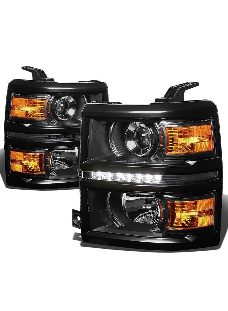 14-15 CHEVY SILVERADO 1500 BLACK AMBER LED HEADLIGHTS