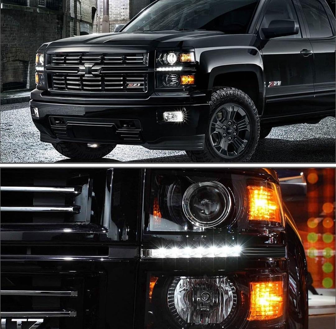 14-15 CHEVY SILVERADO 1500 BLACK AMBER LED HEADLIGHTS