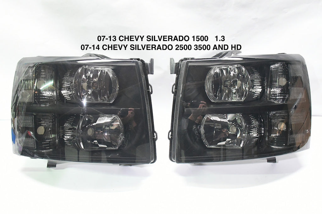 07-13 CHEVY SILVERADO BLACK SMOKED HEADLIGHTS