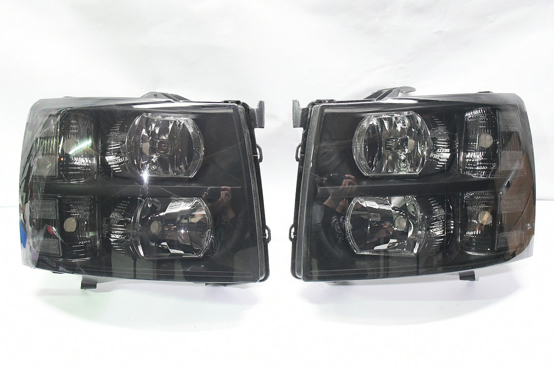 07-13 CHEVY SILVERADO BLACK SMOKED HEADLIGHTS