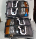 CHEVY SILVERADO BLACK HOUSING AMBER PROJECTOR LED HEADLIGHTS FOR 2007 TO 2013