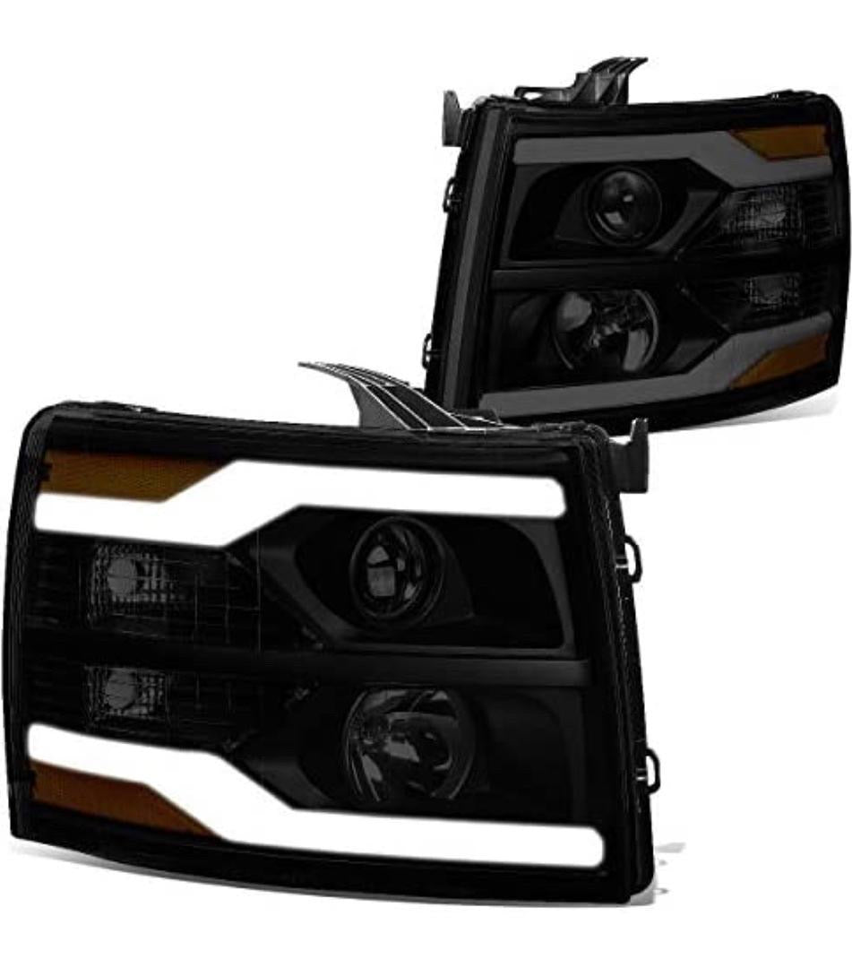 07-13 CHEVY SILVERADO LED 3D BLACK HOUSING HEADLIGHTS