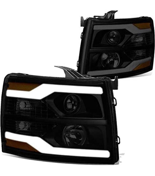 07-13 CHEVY SILVERADO LED 3D BLACK HOUSING HEADLIGHTS