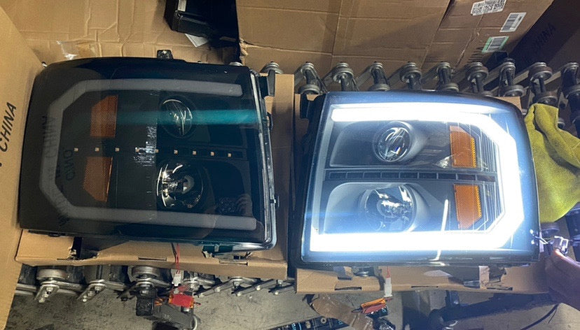 07-13 CHEVY SILVERADO LED 3D BLACK HOUSING HEADLIGHTS