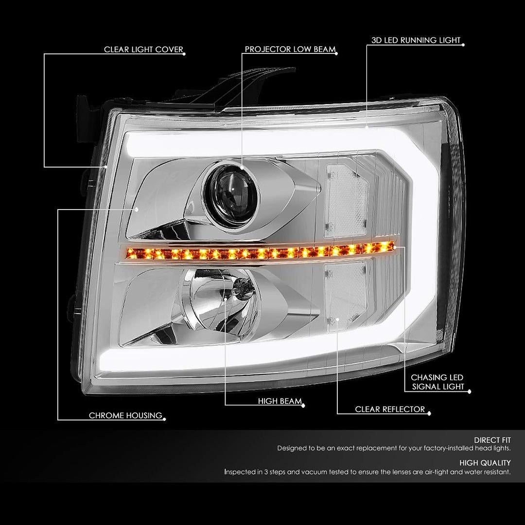 07-13 CHEVY SILVERADO LED DRL PROJECTOR HEADLIGHT