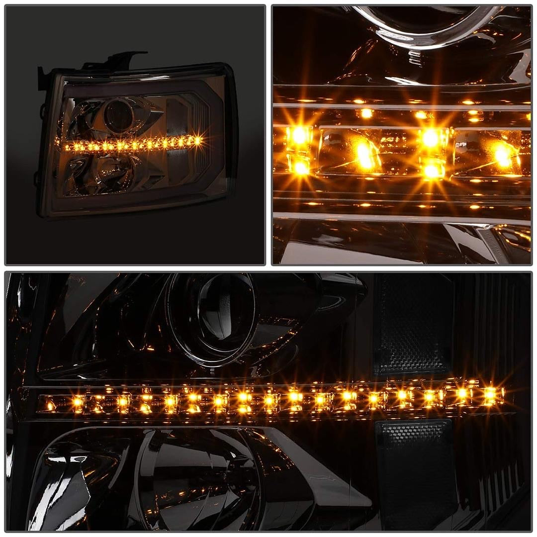 07-13 CHEVY SILVERADO LED DRL PROJECTOR HEADLIGHT
