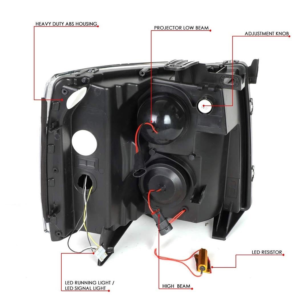 07-13 CHEVY SILVERADO LED DRL PROJECTOR HEADLIGHT
