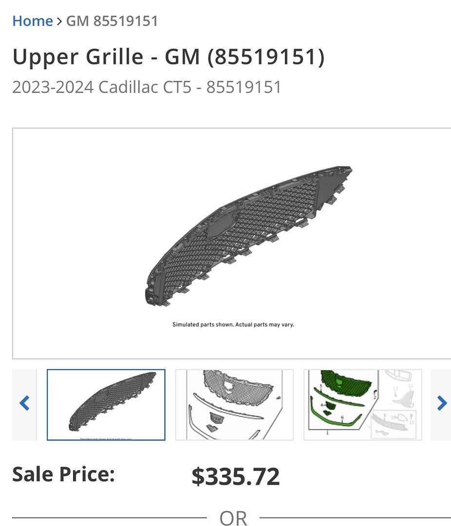 CADILLAC CT5 SPORT 23-24 GRILLE WITHOUT CAMERA