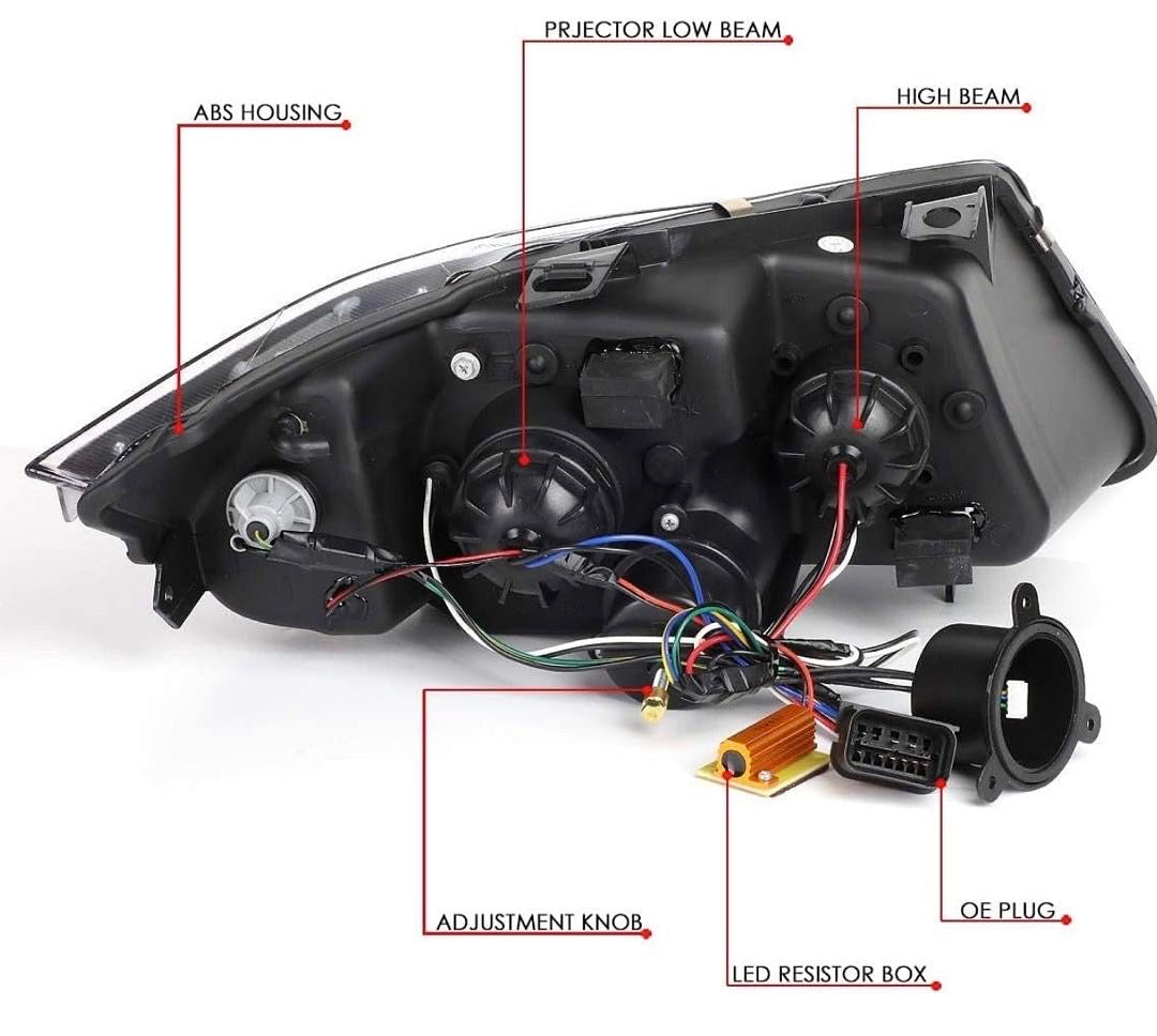 05-08 BMW 325I/325XI M-STYLE CHROME HOUSING U-HALO APP CONTROL COLOR CHANGING HEADLIGHTS 05-08 BMW 325I/325XI