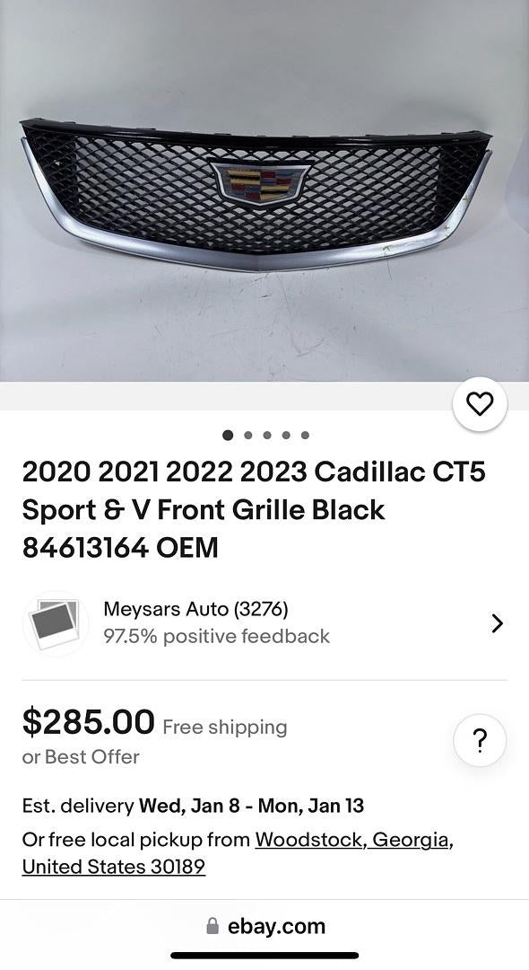 CADILLAC CT5 2020-2023 FRONT GRILLE BLACK SPORT WITHOUT CAMERA
