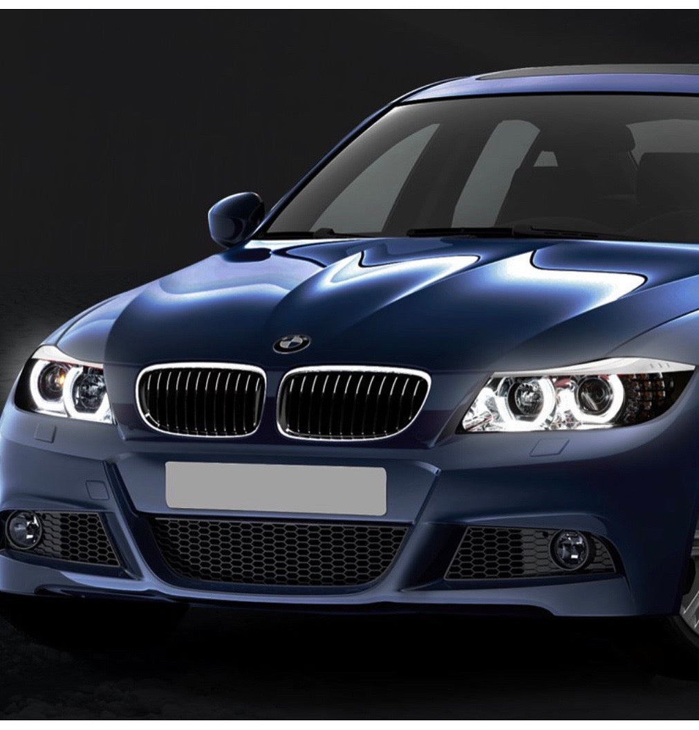 REFURBISHED 05-08 BMW 325I/ 325XI Pair Headlights Compatible with 06-08 BMW 323i 07-08 328i 328Xi 335Xi 4-Dr Sedan, Dual U-Halos Projector Low Beam, Chrome,