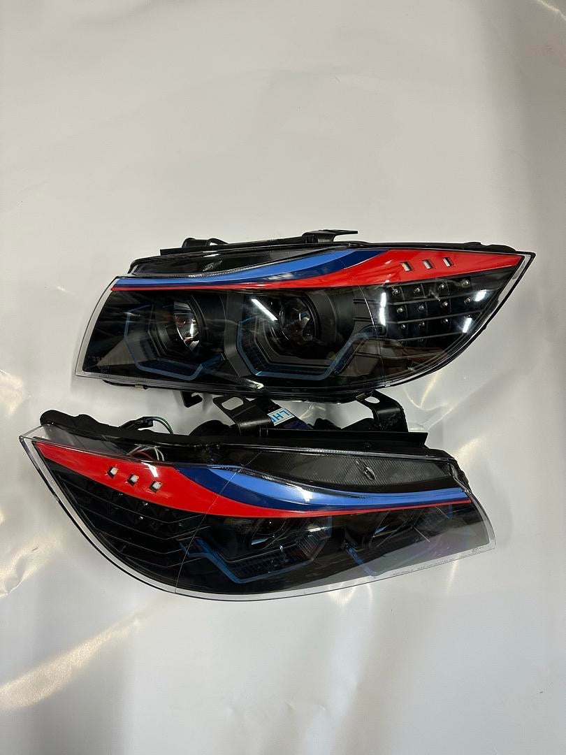 REFURBISHED 05-08 BMW 325I/325XI M-STYLE CHROME HOUSING U-HALO APP CONTROL COLOR CHANGING HEADLIGHTS 05-08 BMW 325I/325XI