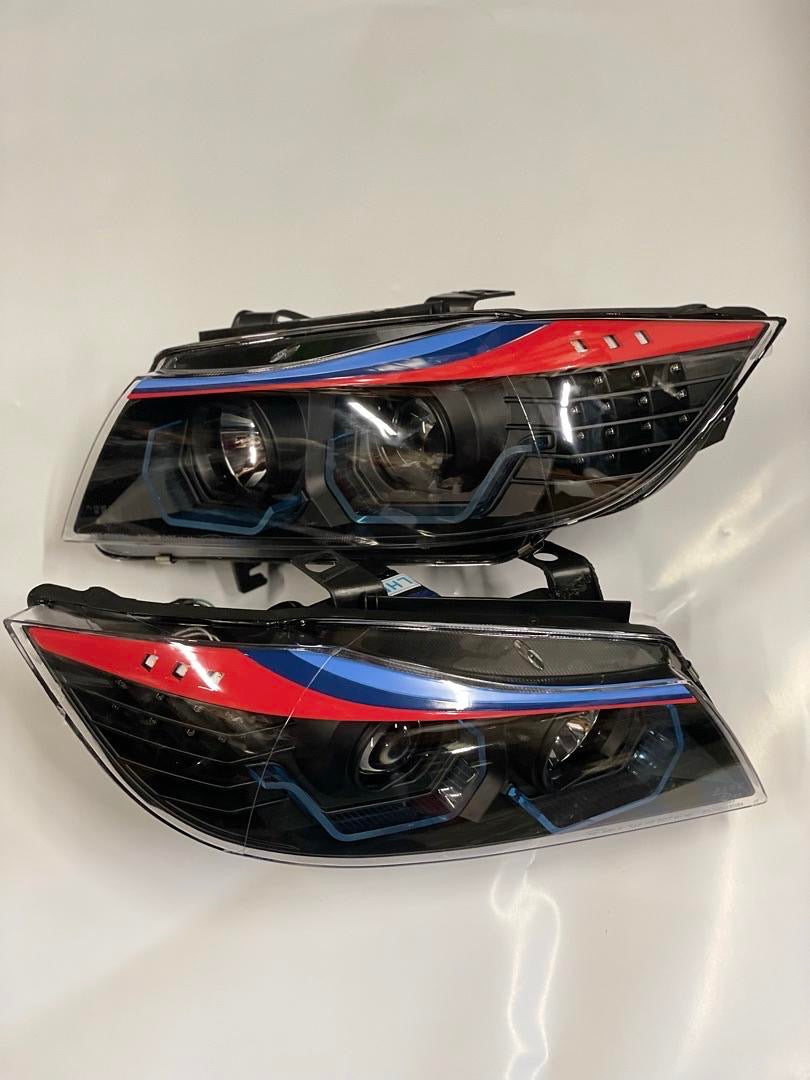 REFURBISHED 05-08 BMW 325I/325XI M-STYLE CHROME HOUSING U-HALO APP CONTROL COLOR CHANGING HEADLIGHTS 05-08 BMW 325I/325XI