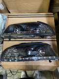96-01 AUDI A4/A4 QUATTRO BLACK HOUSING AMBER SIGNAL PROJECTOR HEADLIGHTS WITH LED DRL REPLACEMENT