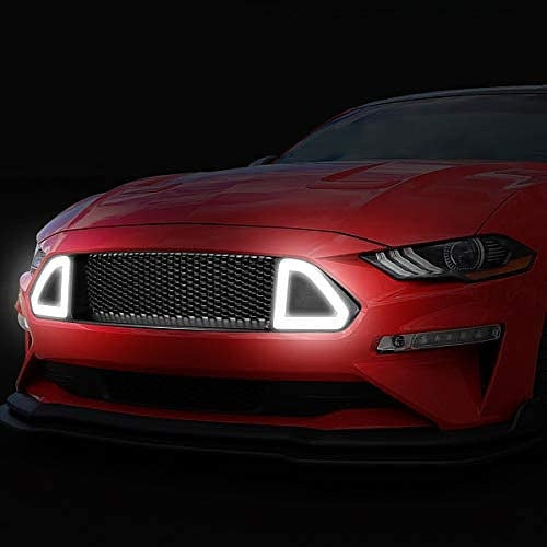 REJILLA DELANTERA PARA PARACHOQUES CON FORMA DE PANAL DE ABEJA, COLOR BLANCO PARA FORD MUSTANG BASE, ECOBOOST, GT 18-20