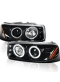 99-06 GMC SIERRA DENALI BLACK LED HALO PROJECTOR HEADLIGHTS