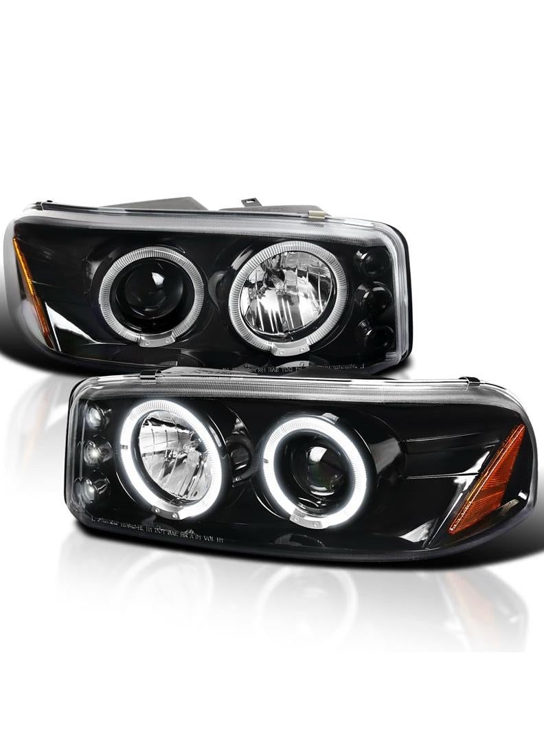 99-06 GMC SIERRA DENALI BLACK LED HALO PROJECTOR HEADLIGHTS