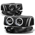 01-06 GMC DENALI BLACK HOUSING WITH CLEAR REFLECTOR HEADLIGHTS HALOGEN