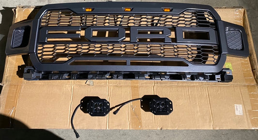 18-20 FORD F-150 RAPTOR STYLE LED GREY GRILLE