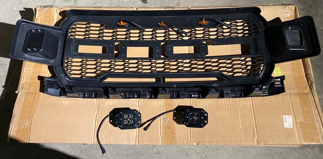 18-20 FORD F-150 RAPTOR STYLE LED GREY GRILLE