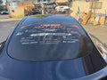 Perforated white vinyl rear window easy apply decal.