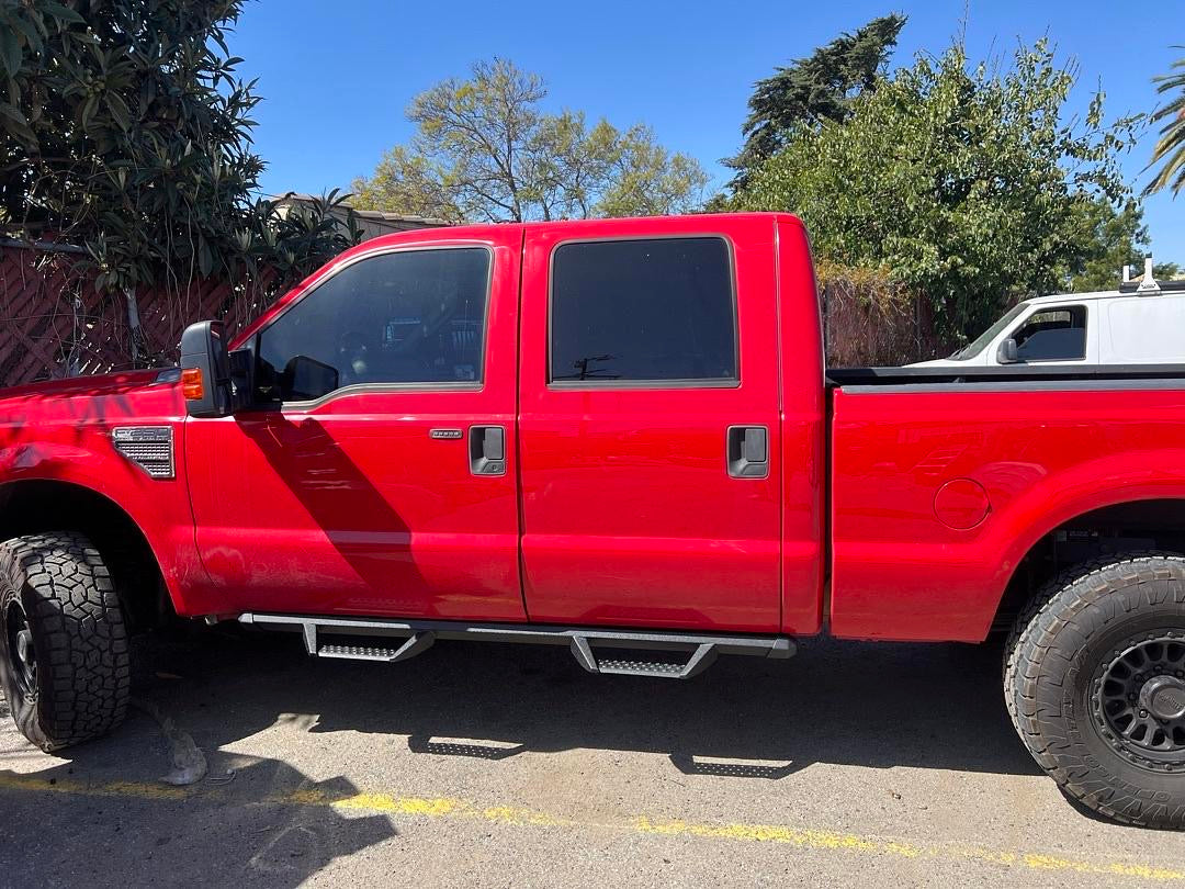 99-16 FORD F-250-550 SUPER DUTY CREW CAB BLACK OFF ROAD POWDER COAT RUNNING BOARDS ESTRIBOS