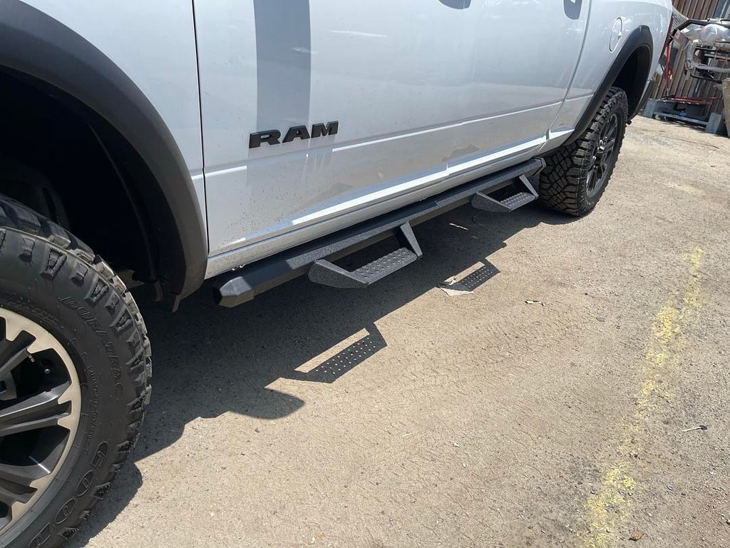 19-ON DODGE RAM BLACK OFF ROAD STYLE RUNNING BOARDS POWDER COAT ESTRIBOS