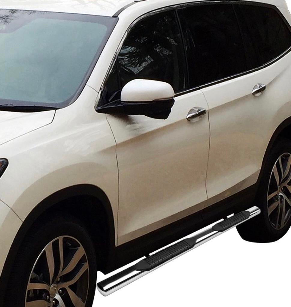 16-21 HONDA PILOT 4 DOOR CHROME 4 INCH TUBES OVAL RUNNING BOARDS