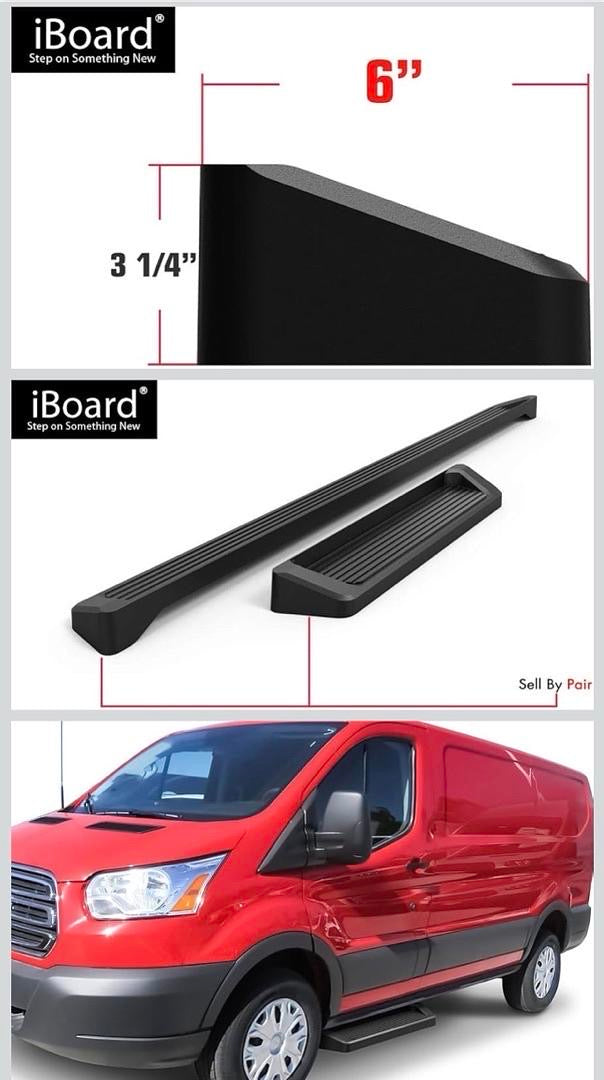 15-25 FORD TRANSIT BLACK 6” W LIP RUNNING BOARDS